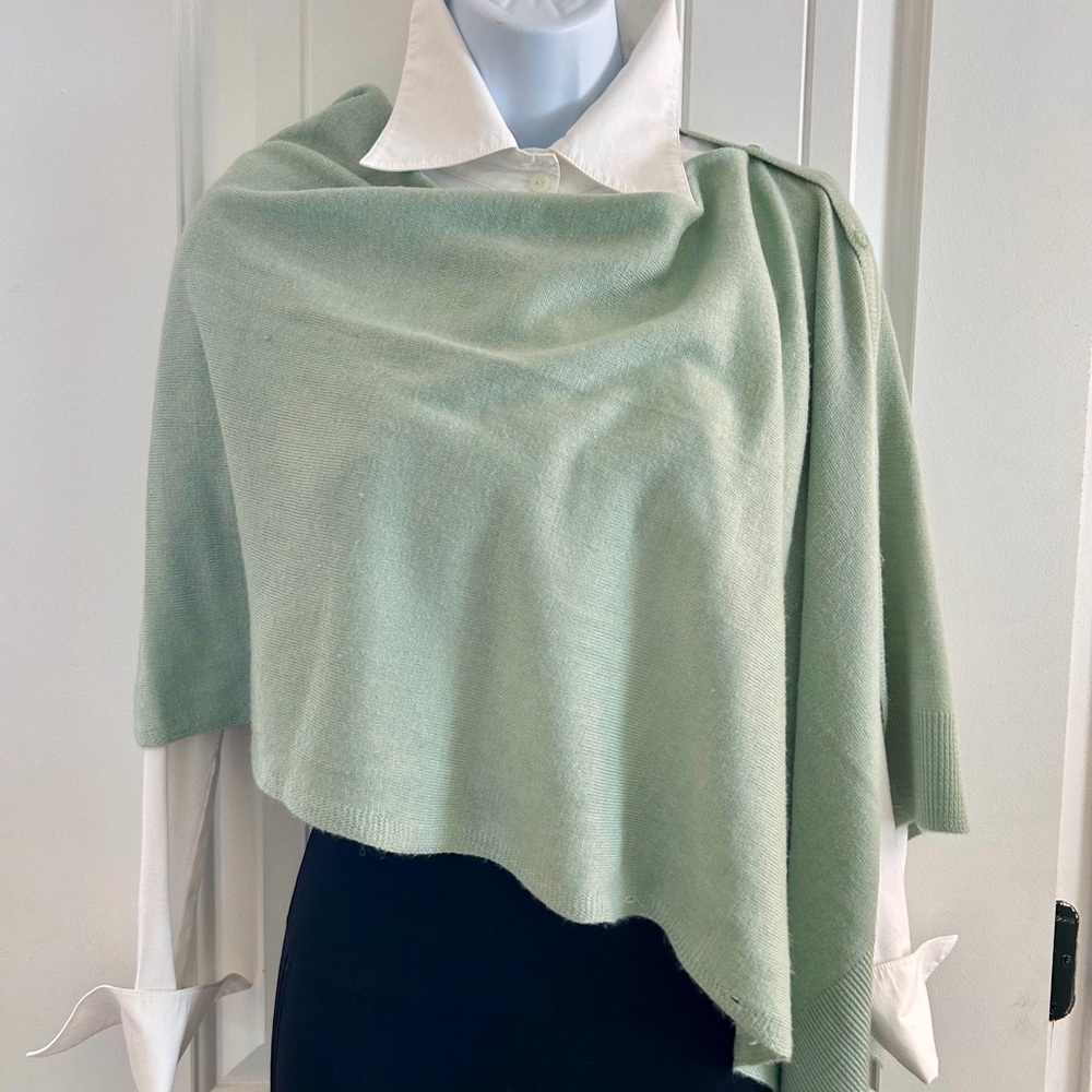 Elegant Seafoam Green wrap, scarf, poncho, or loose cardigan look all-in-one